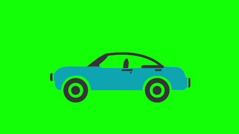 Animación-Del-Icono-Del-Coche.-Animación-En-Bucle-De-Vehículo-Con-Canal-Alfa,-Pantalla-Verde.